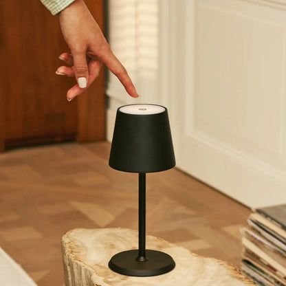 Cordless Table Lamp - Dimmable Black Metal Accent Light