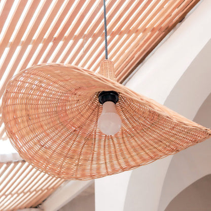 Rattan Pendant Light - Natural Funnel Lampshade, Handmade in Bali