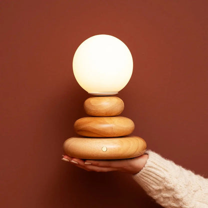 Isabella Light Brown Wooden Rechargeable Lamp | Dimmable, Cordless & Warm Light