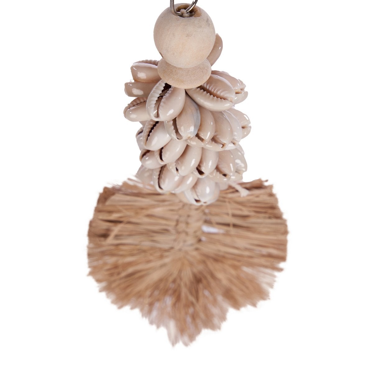 Natural Shell Leaf Keychain - Handwoven Grass Coastal Accessory