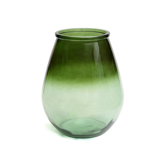 Recycled Glass Vase - Green Decorative Vase for Flowers - Large