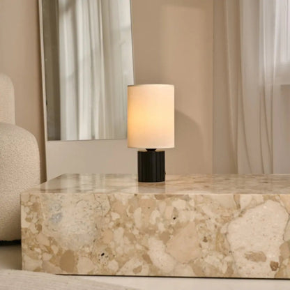 Black Table Lamp with Beige Shade – E27 Cozy Desk Light