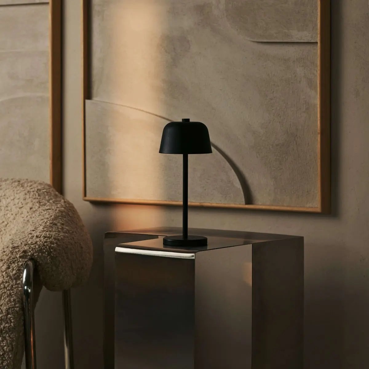Rechargeable Table Lamp - Black Cordless Lamp with Dimmer
