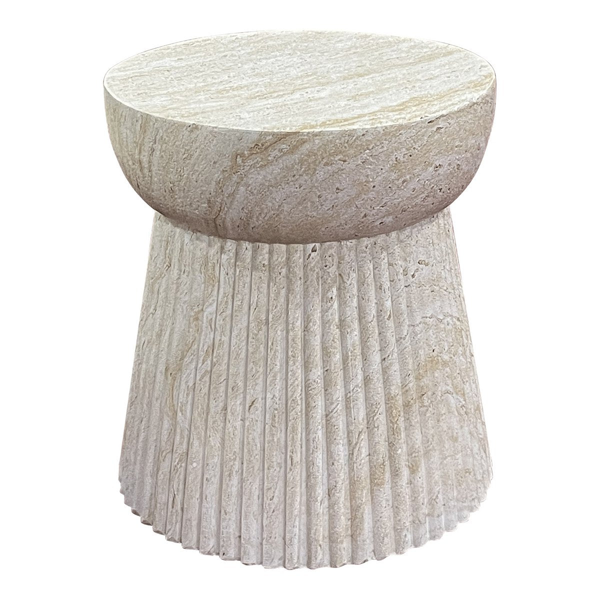 Bonn Beistelltisch – Natur, Fiberglasbeton mit Rillendesign, ø37x43 cm