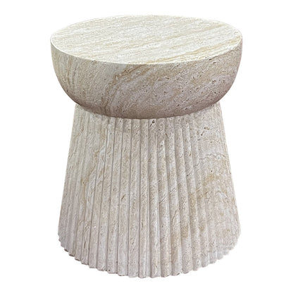 Bonn Beistelltisch – Natur, Fiberglasbeton mit Rillendesign, ø37x43 cm