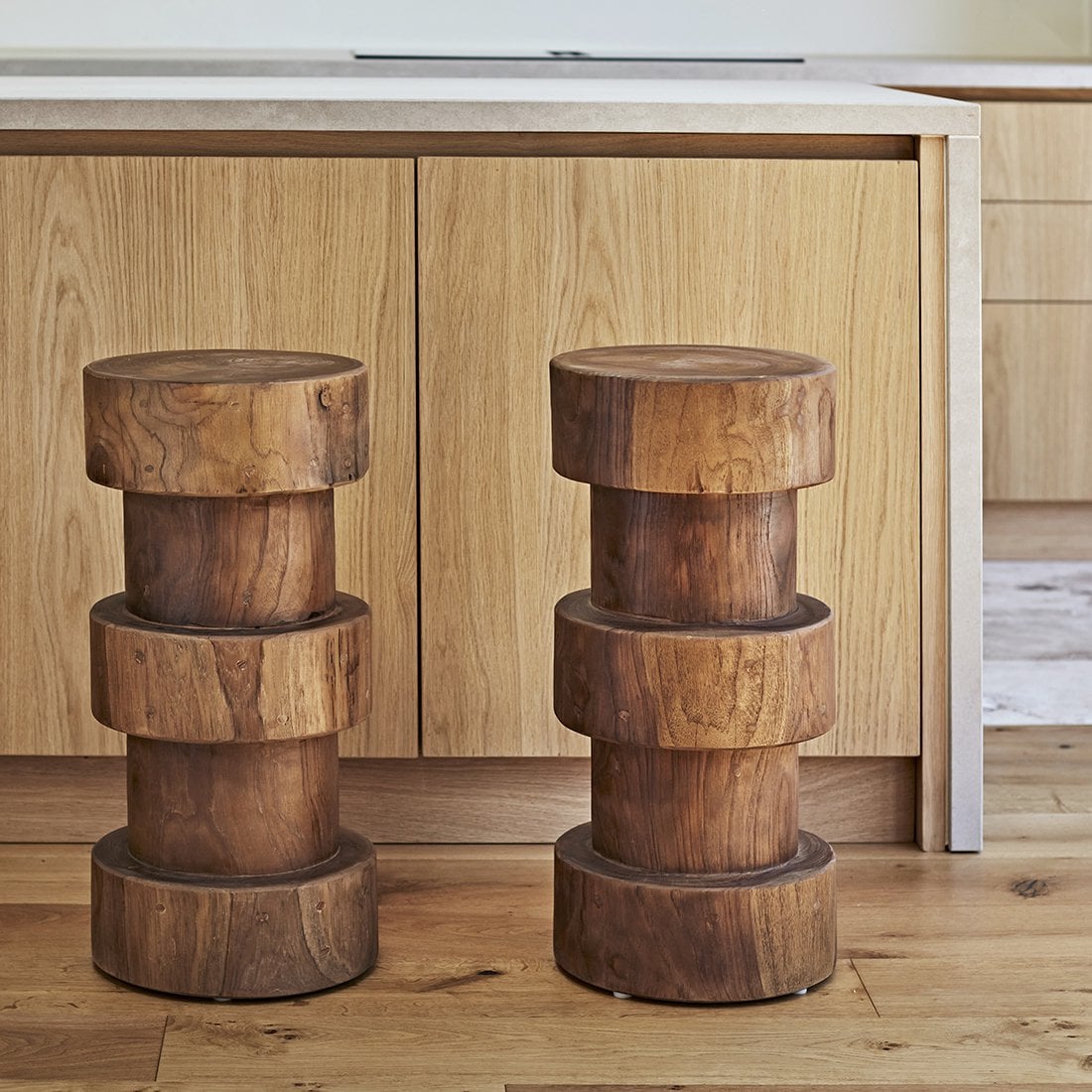 Teak Bar Stool - Natural Totoma Wood Accent Stool