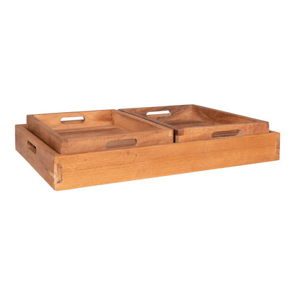 Teak Wood Serving Trays - Natural Faro Tray Set of 3