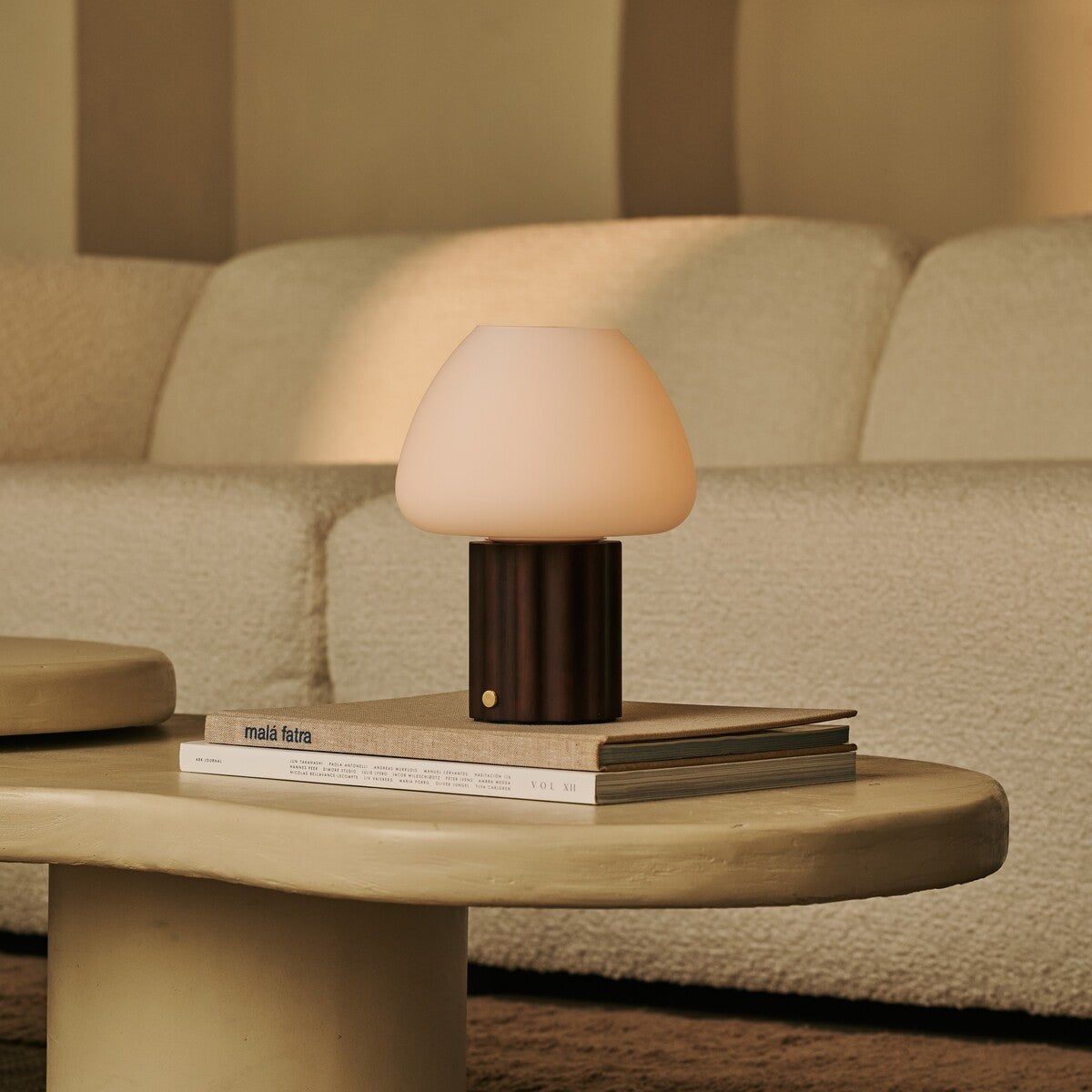 Sophie Dark Brown Rechargeable Table Lamp | Modular Lampshade, Dimmable & 3 Light Colors