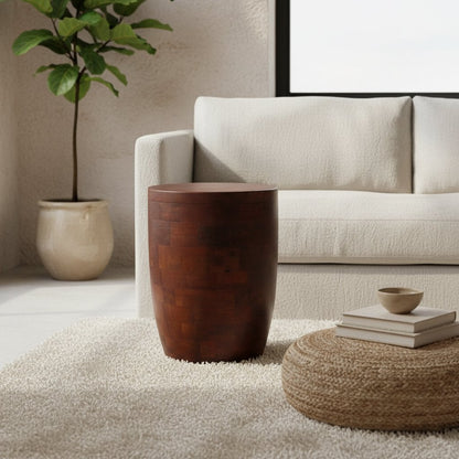 Mango Wood Stool Side Table - Pacific Tuvalu Design