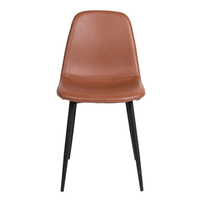 Stockholm Dining Chair - Brown, PU Leather, Black Metal Legs, 54x44x88cm - set of 2