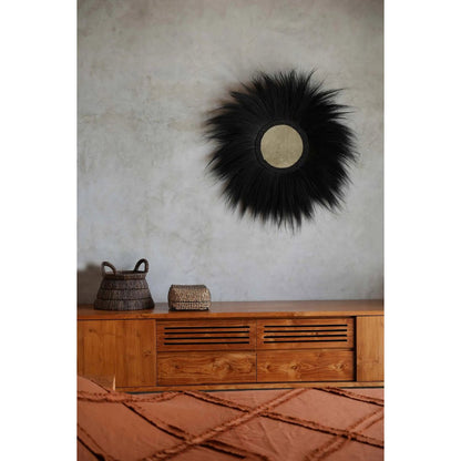 Wall Mirror Rayung Grass – Black Boho Chic Simba Style, Large