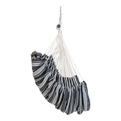 Cotton Hammock Chair - Grey & Black Hanging Chair for Patio, Larch Frame