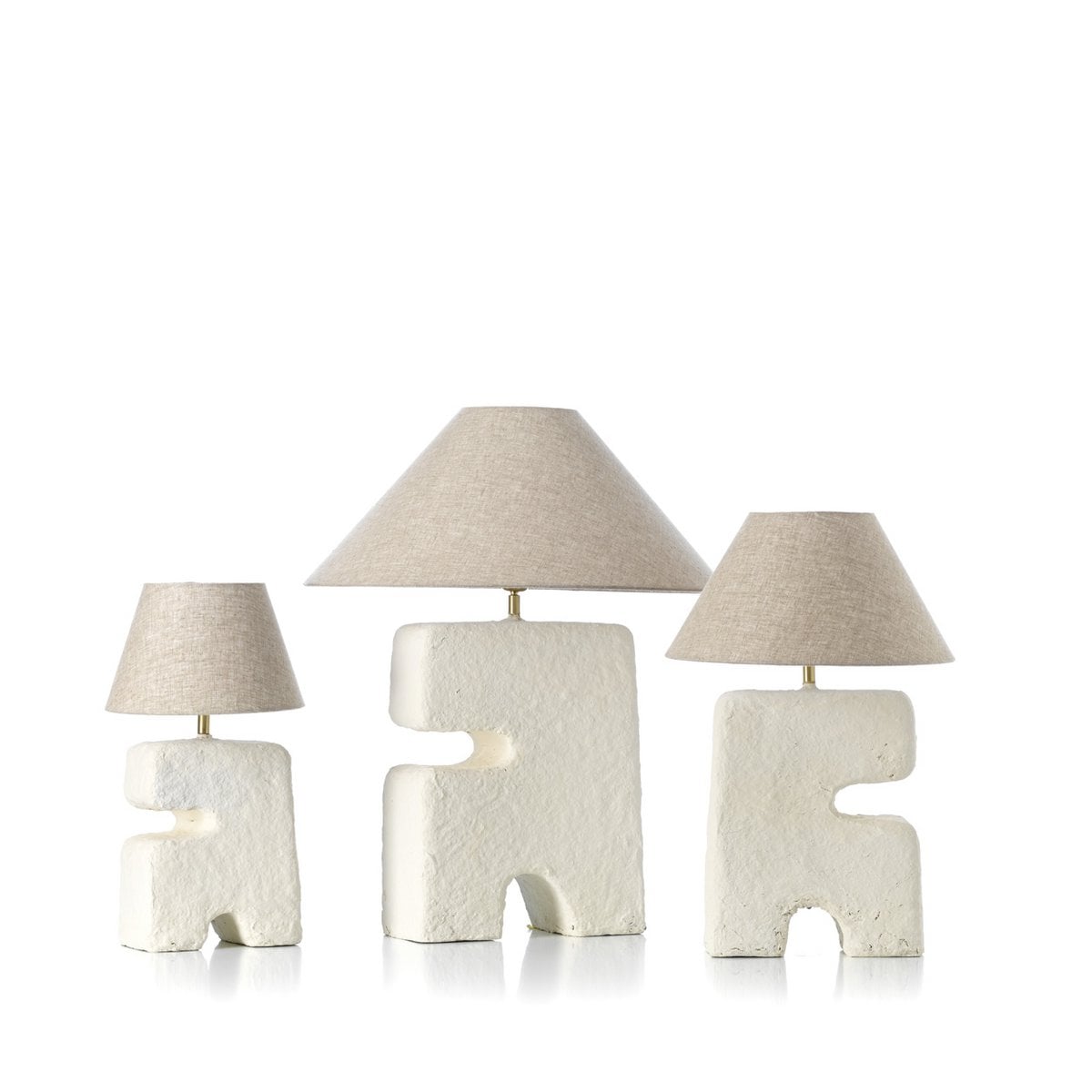 Papier-Mâché Table Lamp Small Bedside Light - White Sculptural Design