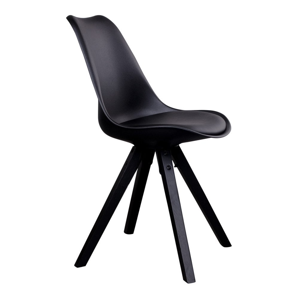 Bergen Dining Chair - PU Leather, Moulded Plastic, Rubberwood, Black - Set of 2