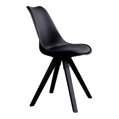 Bergen Dining Chair - PU Leather, Moulded Plastic, Rubberwood, Black - Set of 2