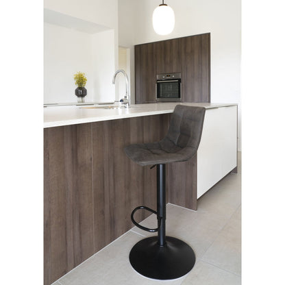 Middelfart Bar Chair - Dark Grey, Microfiber, Black Metal Legs, 43x43x88/108cm - set of 2