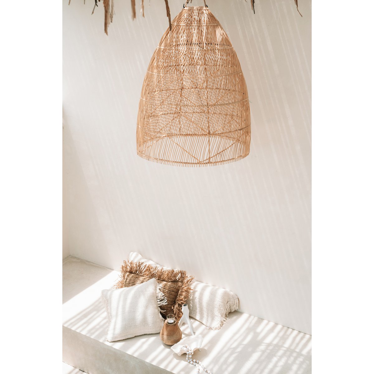 Rattan Pendant Light - Natural Twister, Medium Size
