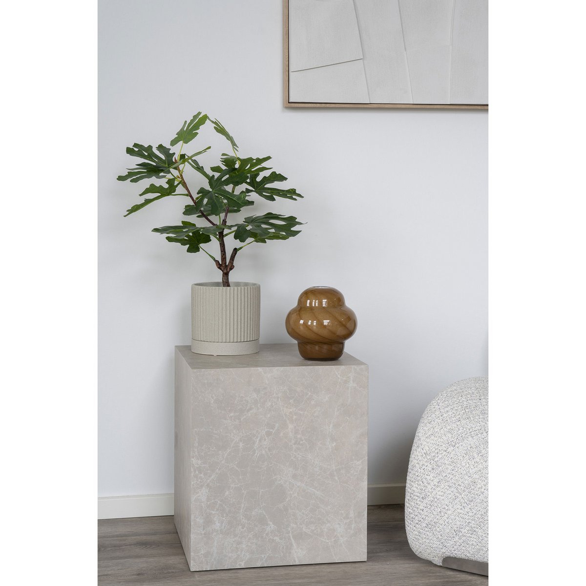 Glass Vase - Brown Nordic Style Home Decor, Ø16.5x17 cm