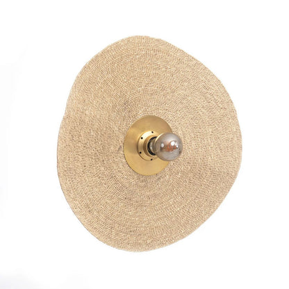 Natural Brass Wall Lamp - Handcrafted Grass Design - Medium