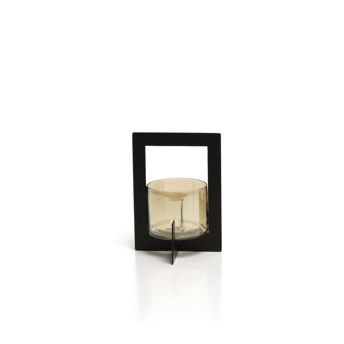 Metal Framed Candle Holder - Black Hurricane Lantern - Medium