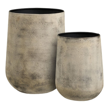Hou Decorative pot, metal, antique beige, set af 2