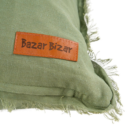 Linen Cushion Cover - Sage Green Square Throw Pillow, 50x50 cm
