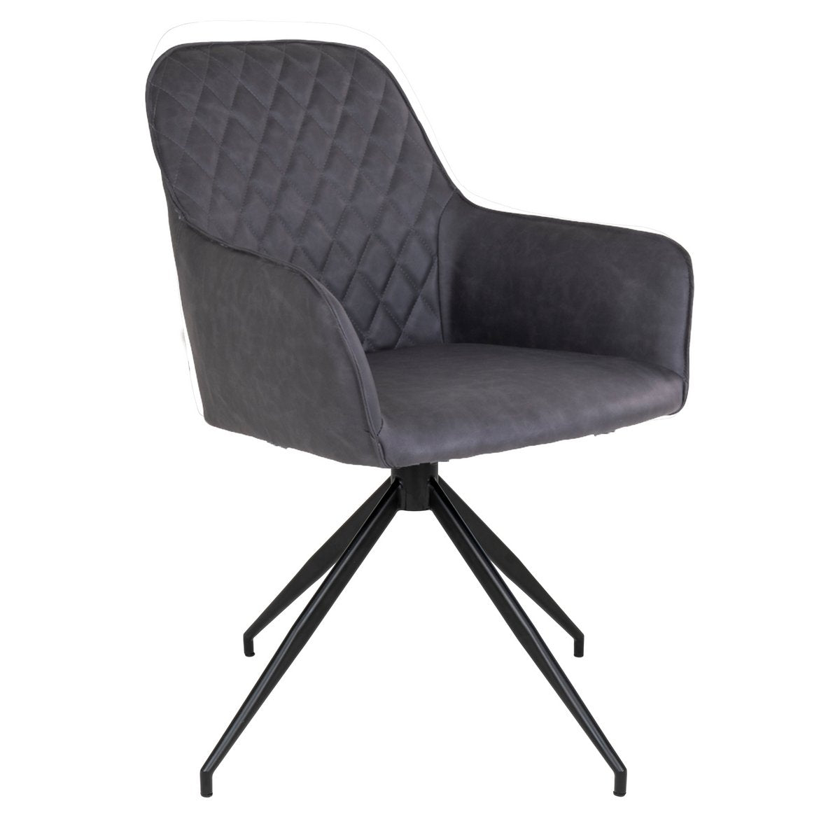 Harbo Dining Chair with Swivel - Steel, PU, Plywood, Dark Grey