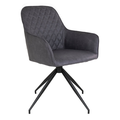 Harbo Dining Chair with Swivel - Steel, PU, Plywood, Dark Grey