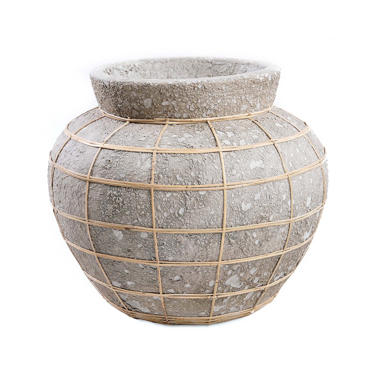 Concrete Vase - Natural Belly Vase for Dried Flowers - Large