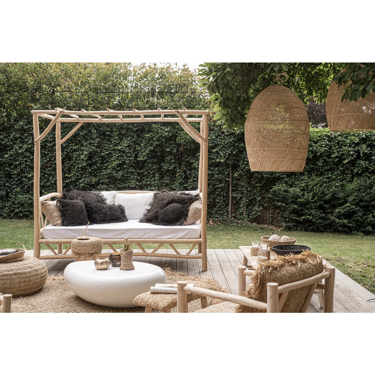 The Raffia Cushion Cover Square - Black - 60x60