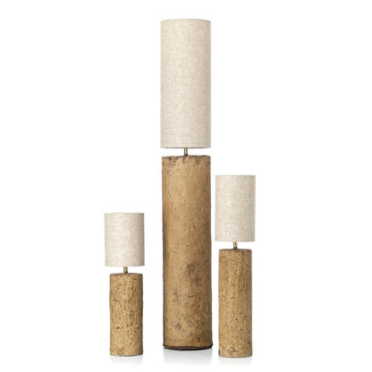 Paper Mache Table Lamp - Totem Style - Mud Finish - Medium