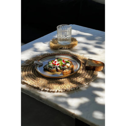 Raffia Placemat with Shells - Natural Coastal Table Decor