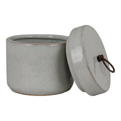 Stoneware Jar - Grey Rustic Storage Container, Ø10.5x10cm