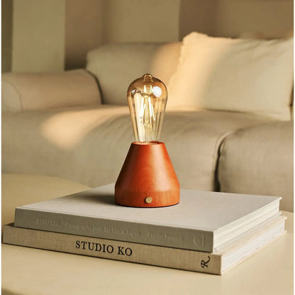Zavi Chestnut Brown Rechargeable Table Lamp | LED, Cordless & 80-Hour Battery Life
