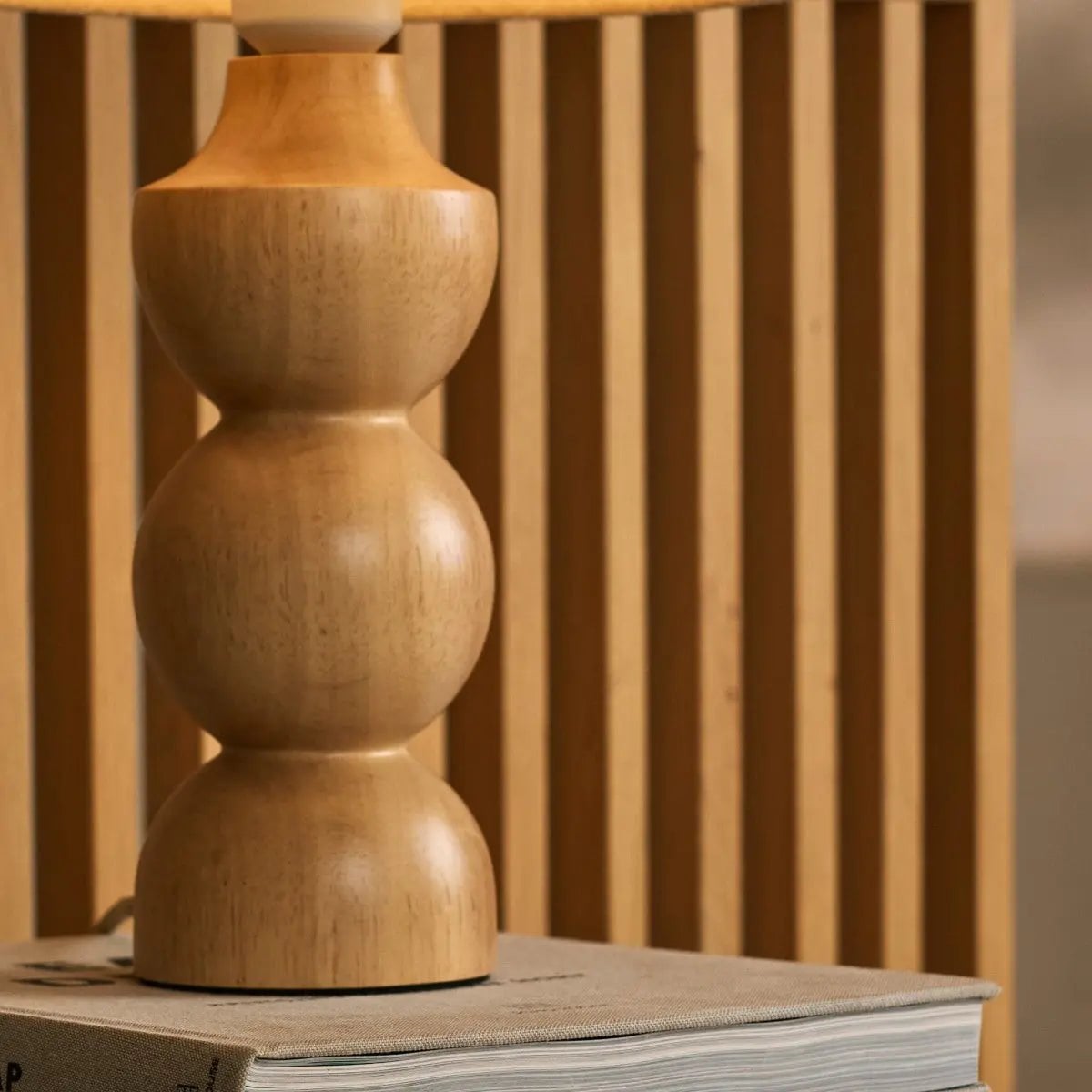 Oliver Light Brown Wooden Lamp | Linenmix Shade & Elegant Design