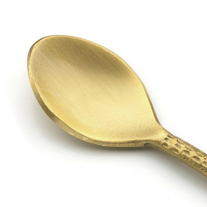 Brass Dessert Spoon - Gold Octopus Design - Small Size
