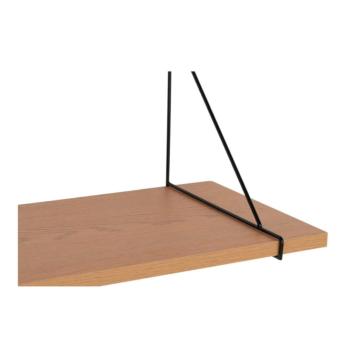 Chiba Wall Shelf - Wall Shelf, ash veneer, black steel frame, 120x29 cm