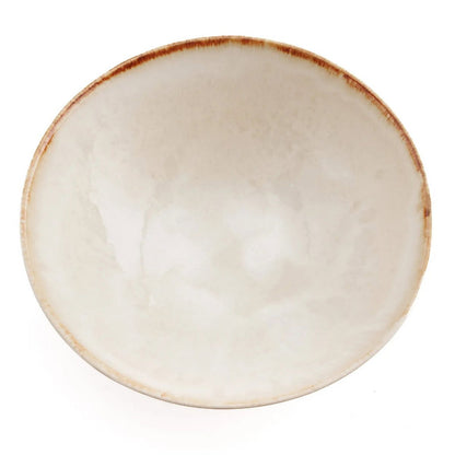 Portuguese Ceramic Serving Bowl - Large Handmade White and Gold
