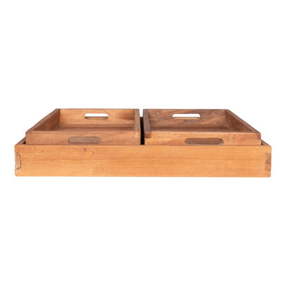 Teak Wood Serving Trays - Natural Faro Tray Set of 3