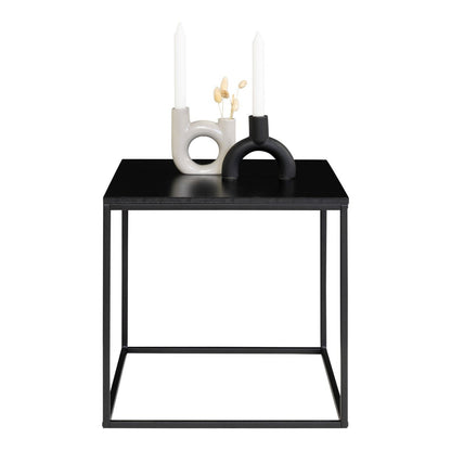 Steel Side Table - Black Melamine Top, Modern Bedside Table - 45cm
