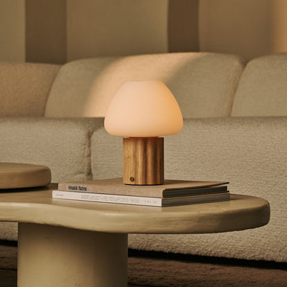 Rechargeable Table Lamp Dimmable - Light Brown Modular Lampshade