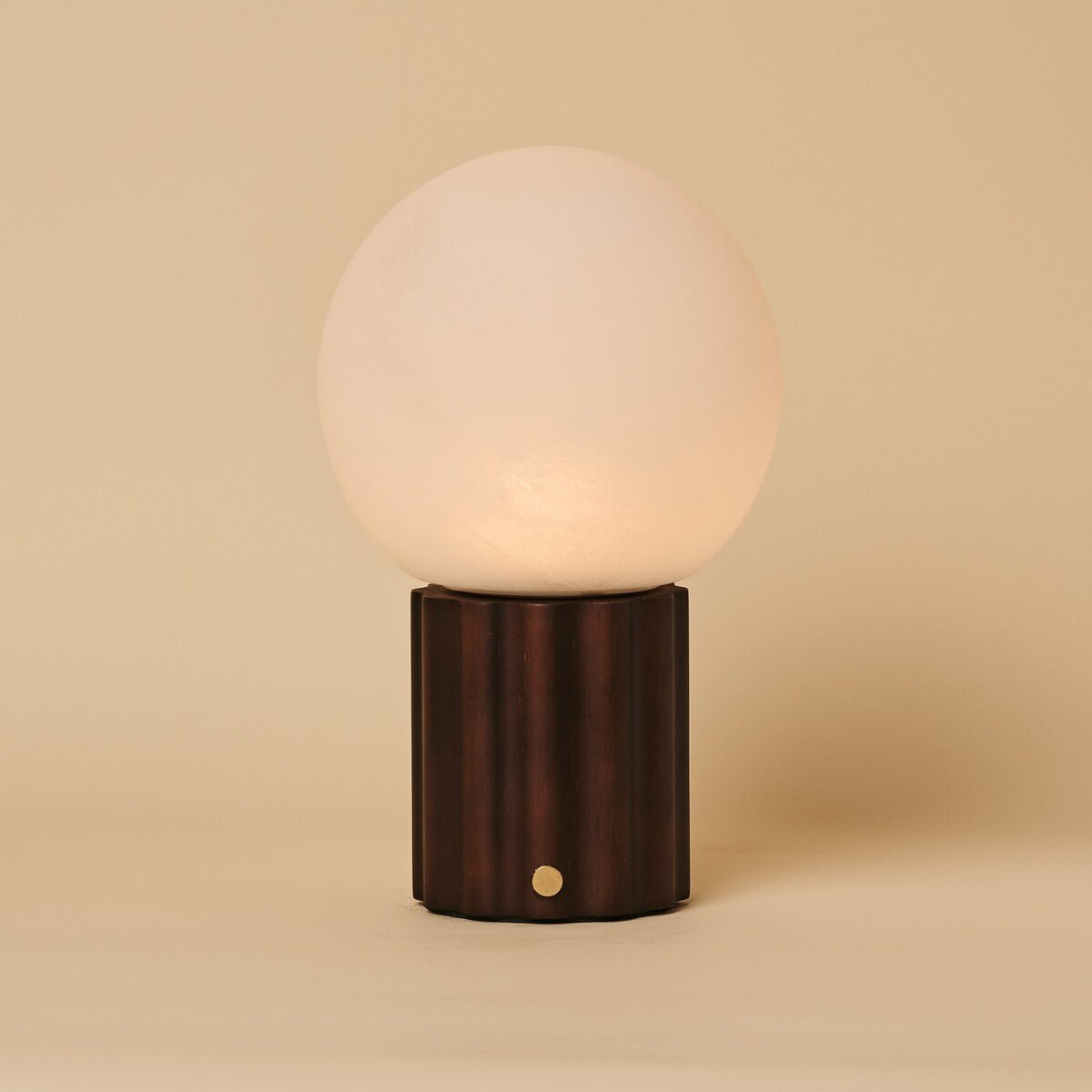Wood Rechargeable Table Lamp - Dark Brown Cordless Lamp with 3 Light Colors