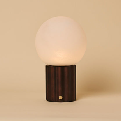 Wood Rechargeable Table Lamp - Dark Brown Cordless Lamp with 3 Light Colors
