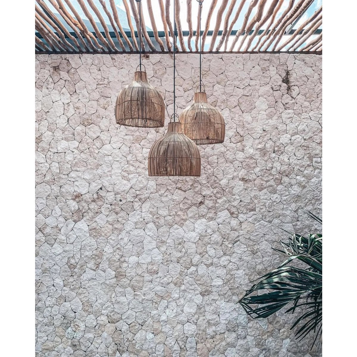 Rattan Pendant Light - Natural Woven Lobster Trap - Large