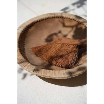 Teak Wood Bowl - Natural Raffia Decorative Bowl - Large