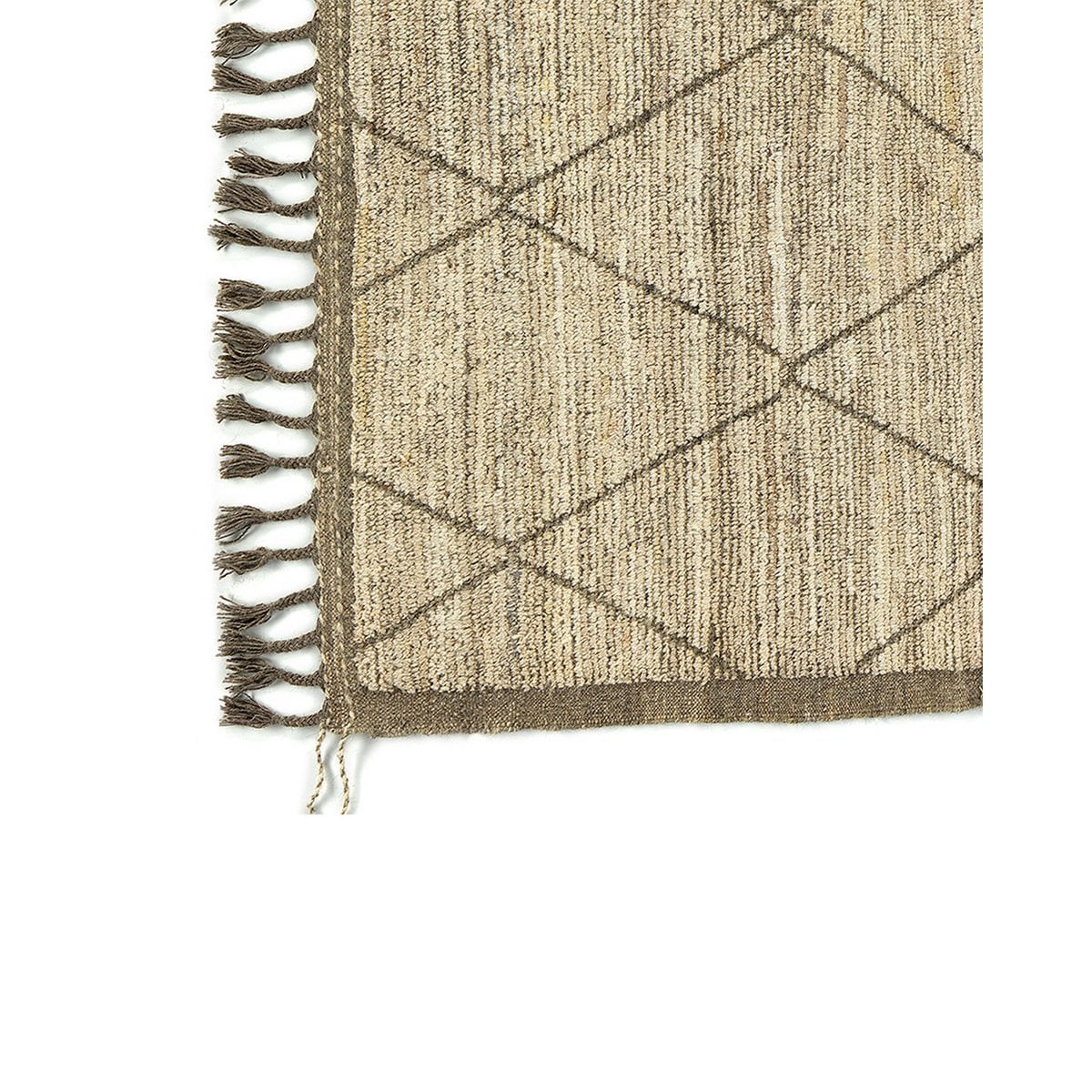 Handwoven Wool Afghan Rug – Geometric Diamond Pattern, 302x211cm