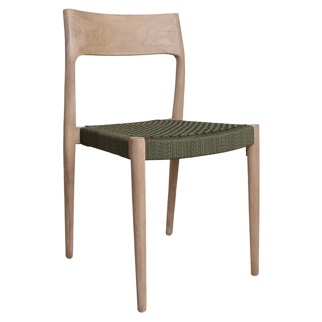 Teak Garden Chair - Freya Green Rope Seat, Light Teak Frame