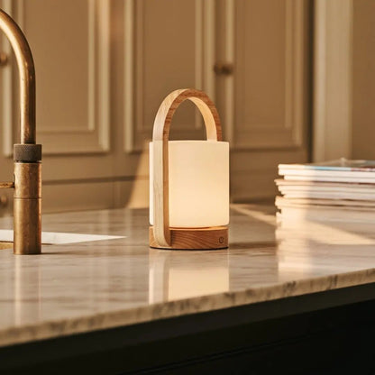 George Light Brown Wooden Rechargeable Lamp | Modern, Versatile & 3 Light Modes