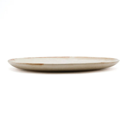 Stoneware Dinner Plate - Handmade Rustic Plate with Burnt-Umber Rim
