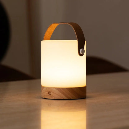 Cordless Wooden Table Lamp – Light Brown Dimmable Rechargeable Lamp